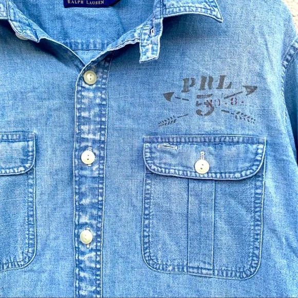 POLO RALPH LAUREN denim jean shirt button down chambray Mens unisex women's blue - Picture 1 of 8